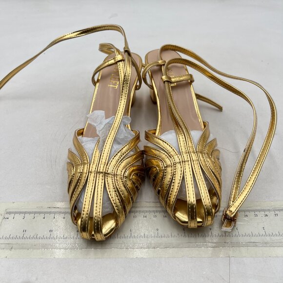 Elegant Gold Strappy Women's Heels - Picture 3 of 8
